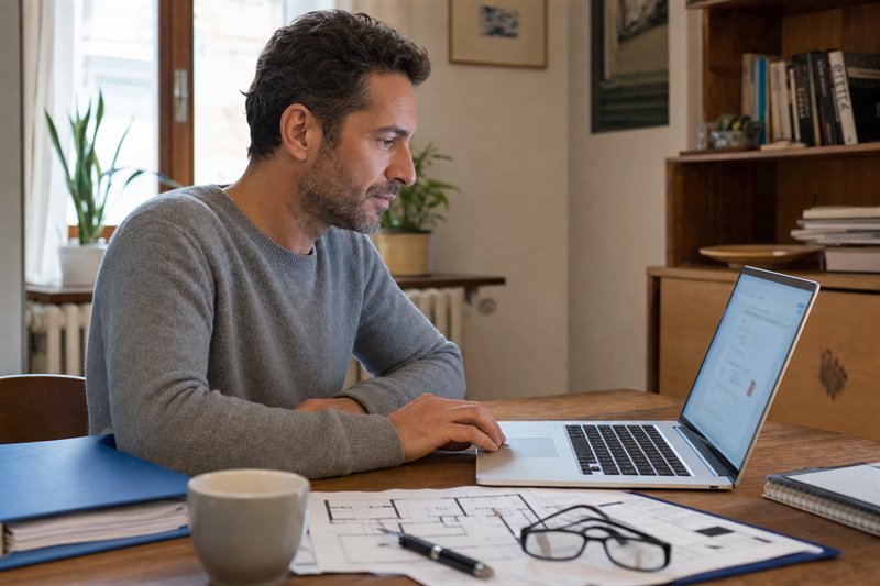 Cliente consulta al computer l’email di consegna della pratica